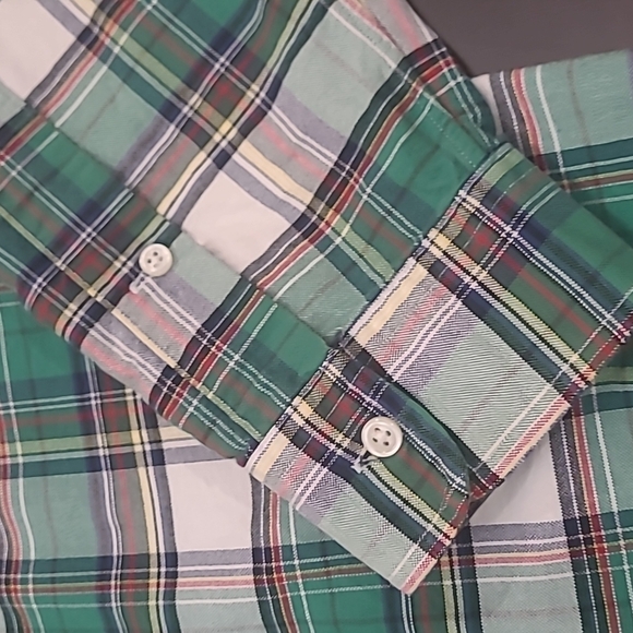 𝅺ralph Lauren Green Multi Color Checkered Collar Shirt New Large - Picture 3 of 7